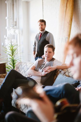 The Shack Band's photo shoot at Highpoint and Moore with all vintage, eclectic rentals by Paisley and Jade 