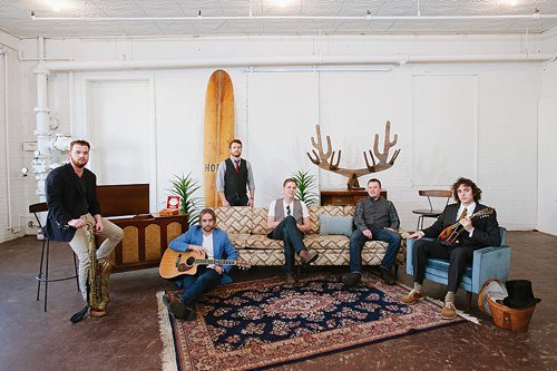 The Shack Band's photo shoot at Highpoint and Moore with all vintage, eclectic rentals by Paisley and Jade 