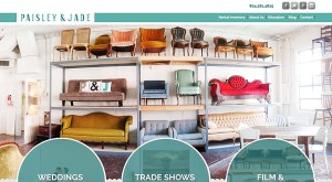 Paisley and Jade eclectic and vintage furniture rentals for trade shows weddings corporate events and film and theatrical productions