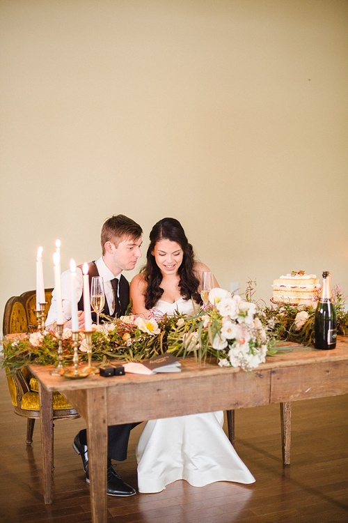 Beautiful and romantic elopement wedding at Sabot at Stony Point in Richmond Virginia featuring vintage furniture rentals by Paisley and Jade