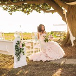 Beautiful blush romantic wedding inspiration shoot by Hearts Content Events at Hermitage Museum and Gardens with vintage and eclectic furniture rentals by Paisley and Jade
