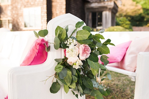 Beautiful blush romantic wedding inspiration shoot by Hearts Content Events at Hermitage Museum and Gardens with vintage and eclectic furniture rentals by Paisley and Jade 