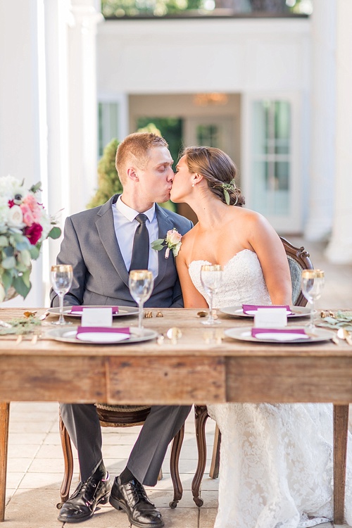 Romantic marsala inspired wedding at Alwyngton Manor in Virginia with vintage and specialty furniture rentals provided by Paisley and Jade 