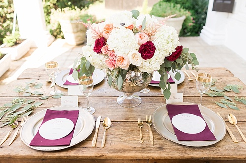 Romantic marsala inspired wedding at Alwyngton Manor in Virginia with vintage and specialty furniture rentals provided by Paisley and Jade 