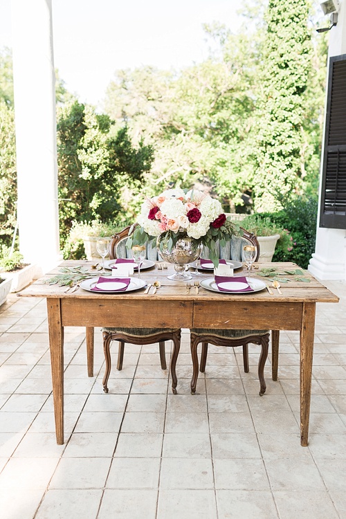 Romantic marsala inspired wedding at Alwyngton Manor in Virginia with vintage and specialty furniture rentals provided by Paisley and Jade 