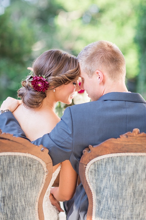 Romantic marsala inspired wedding at Alwyngton Manor in Virginia with vintage and specialty furniture rentals provided by Paisley and Jade 