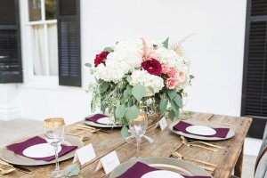 Romantic marsala inspired wedding at Alwyngton Manor in Virginia with vintage and specialty furniture rentals provided by Paisley and Jade