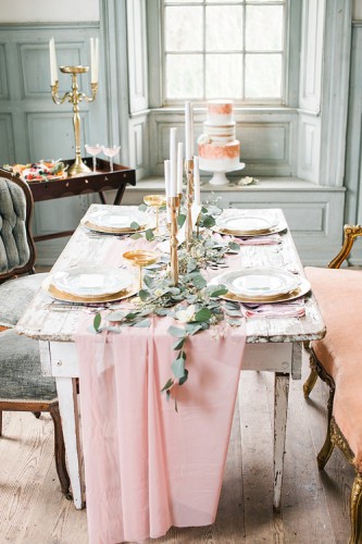 Romantic Pastel wedding inspiration at Salubria with eclectic and vintage furniture rentals by Paisley and Jade