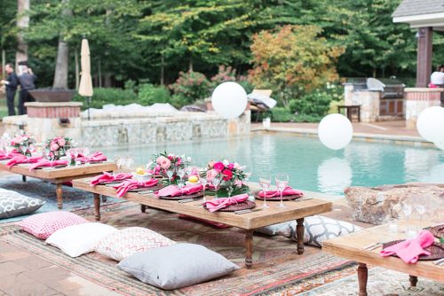 Gorgeous girls night out party poolside in Leesburg, Virginia with specialty rentals by Paisley and Jade