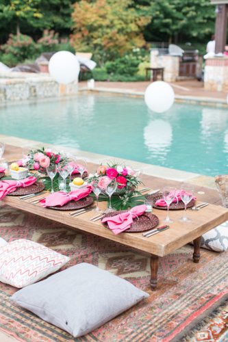 Gorgeous girl's night out pool party in Leesburg with specialty rentals by Paisley and Jade