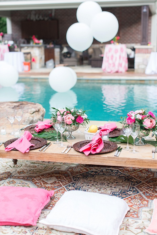 Gorgeous girl's night out poolside party in Leesburg, Virginia with specialty rentals by Paisley and Jade 