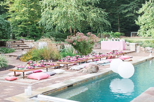 Gorgeous girl's night out poolside party in Leesburg, Virginia with specialty rentals by Paisley and Jade 