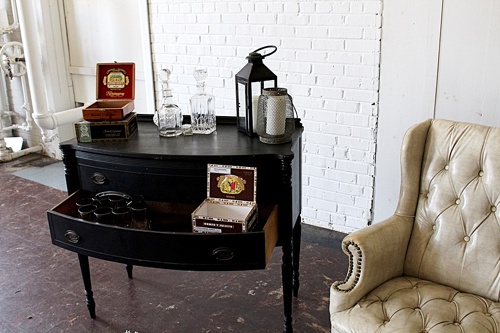 Simple and sophisticated cigar bar and whiskey lounge created with specialty rental times by Paisley and Jade 