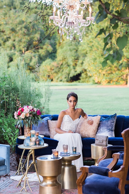 Rhinestone and Gem Inspired Wedding Shoot at Norfolk Botanical Gardens with specialty rentals by Paisley and Jade 