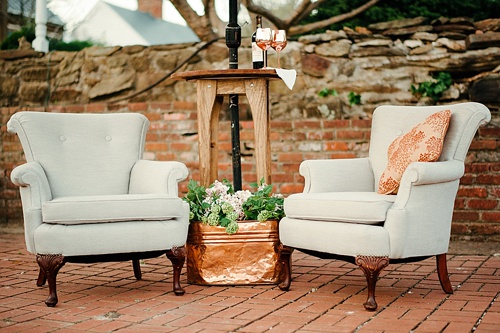 Romantic vow renewal styled shoot with copper accents at Pharsalia with specialty rentals by Paisley and Jade 