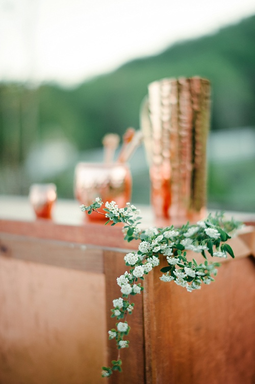 Romantic vow renewal styled shoot with copper accents at Pharsalia with specialty rentals by Paisley and Jade 