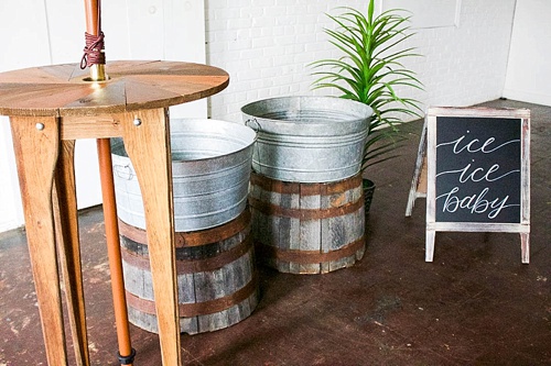 Simple ways to style vintage wine barrel halves by Paisley and Jade