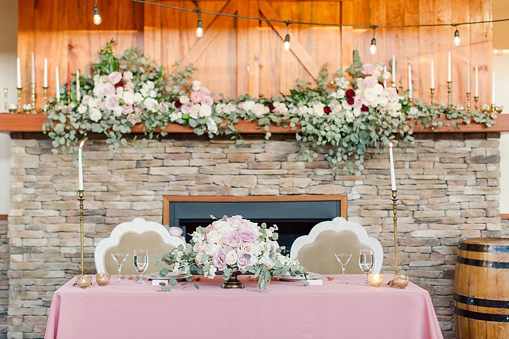 Beautiful blush wedding styled shoot at Ashton Creek Vineyards with specialty rentals by Paisley and Jade
