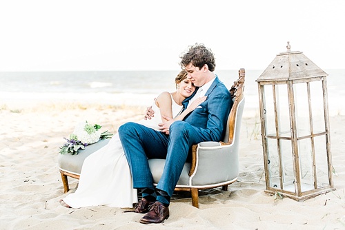 Romantic seaside ceremony in Virginia Beach with specialty rentals by Paisley and Jade 