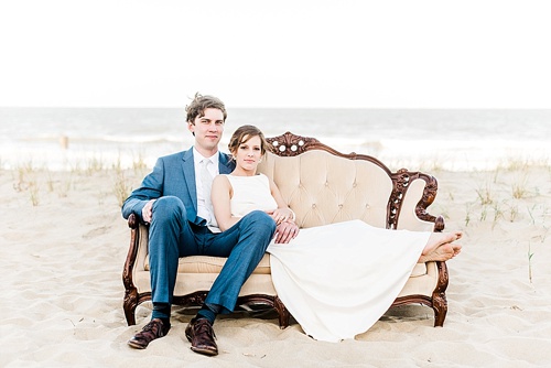 Romantic seaside ceremony in Virginia Beach with specialty rentals by Paisley and Jade 