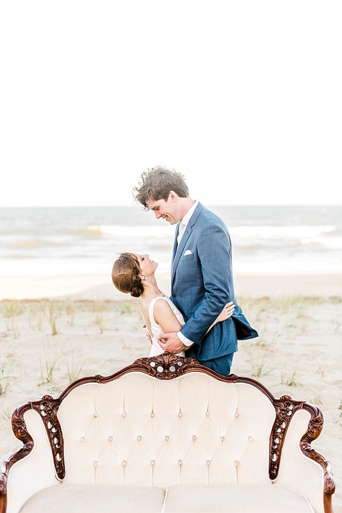 Romantic seaside ceremony in Virginia Beach with specialty rentals by Paisley and Jade 