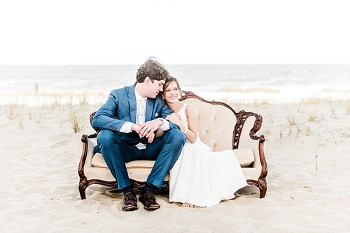 Romantic seaside ceremony in Virginia Beach with specialty rentals by Paisley and Jade 