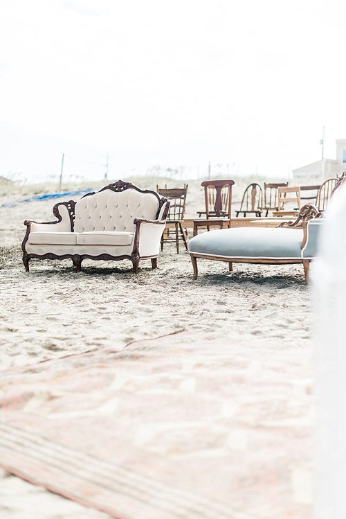 Romantic seaside ceremony in Virginia Beach with specialty rentals by Paisley and Jade 