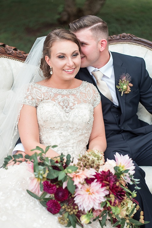 Classic real wedding at Tuckahoe Plantation with specialty furniture rentals by Paisley and Jade 