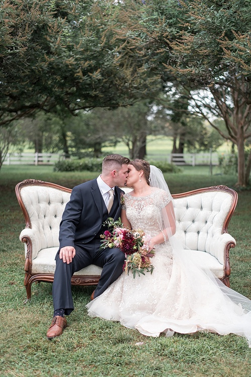 Classic real wedding at Tuckahoe Plantation with specialty furniture rentals by Paisley and Jade 