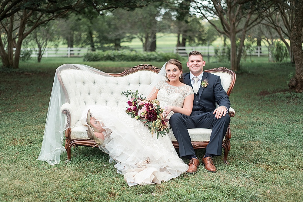 Classic real wedding at Tuckahoe Plantation with specialty furniture rentals by Paisley and Jade