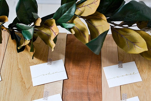 Simple and chic guest seating charts created with rental pieces by Paisley and Jade 