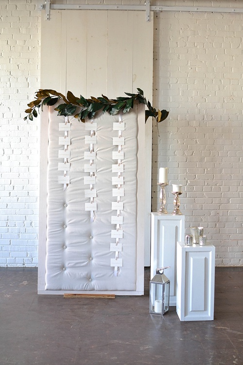 Simple and chic guest seating charts created with rental pieces by Paisley and Jade 