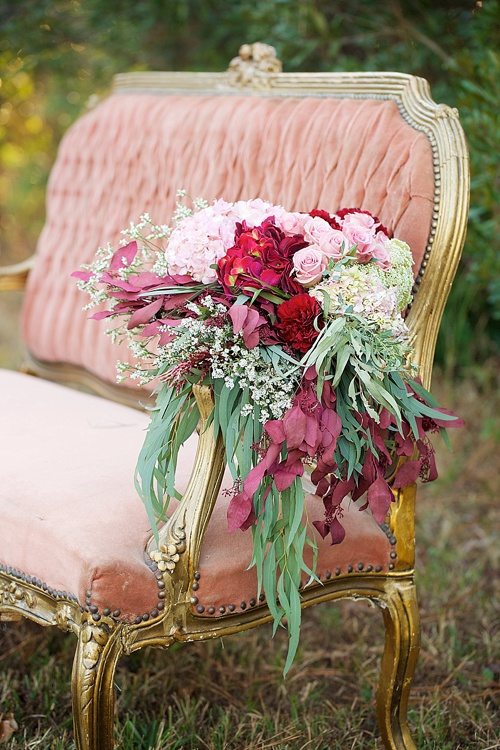 Beautiful cranberry inspired Fall styled shoot in a Virginia Forest with specialty rentals by Paisley and Jade 