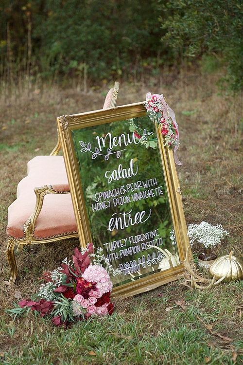 Beautiful cranberry inspired Fall styled shoot in a Virginia Forest with specialty rentals by Paisley and Jade 