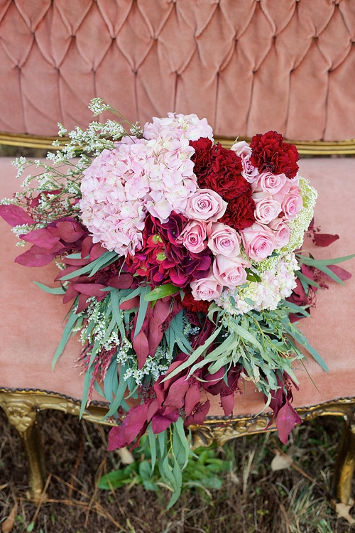 Beautiful cranberry inspired Fall styled shoot in a Virginia Forest with specialty rentals by Paisley and Jade 