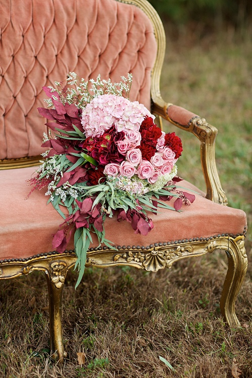 Beautiful cranberry inspired Fall styled shoot in a Virginia Forest with specialty rentals by Paisley and Jade 