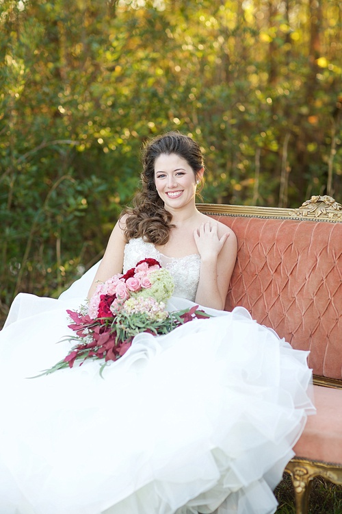 Beautiful cranberry inspired Fall styled shoot in a Virginia Forest with specialty rentals by Paisley and Jade 