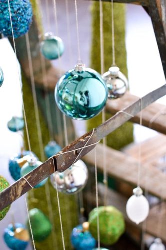 Fun and Fun Christmas Tree inspiration using a vintage wooden ladder from Paisley and Jade at Highpoint and Moore