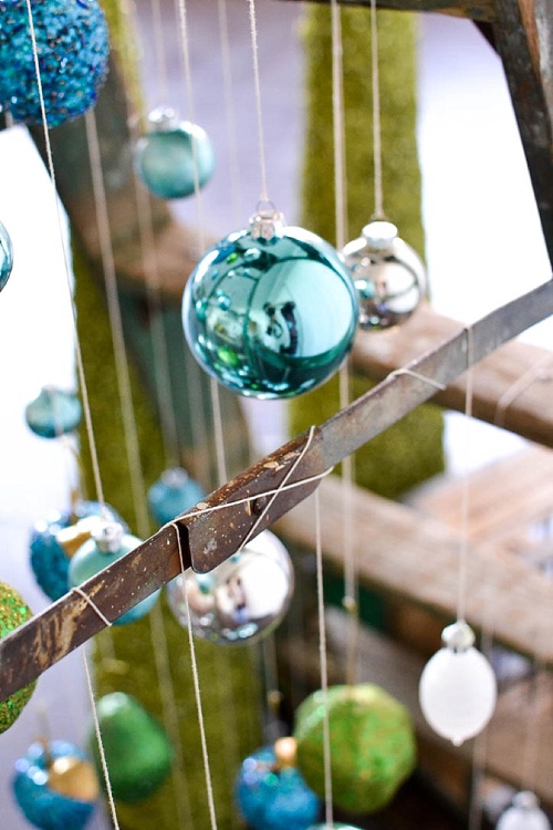 Fun and Fun Christmas Tree inspiration using a vintage wooden ladder from Paisley and Jade at Highpoint and Moore 