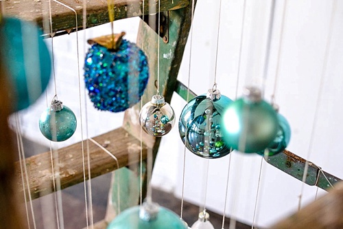 Fun and Fun Christmas Tree inspiration using a vintage wooden ladder from Paisley and Jade at Highpoint and Moore 