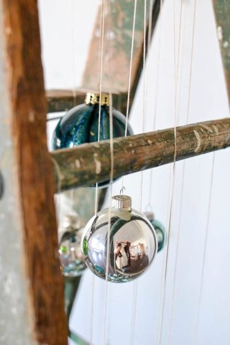 Fun and Fun Christmas Tree inspiration using a vintage wooden ladder from Paisley and Jade at Highpoint and Moore