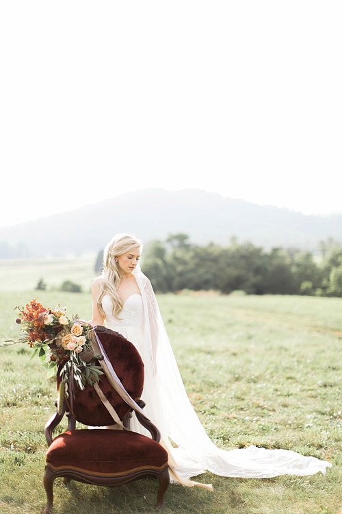 Richly Colored and Romantic Wedding Inspiration Photo Shoot at Early Mountain Vineyards with specialty rentals by Paisley and Jade 