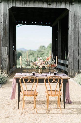 Richly Colored and Romantic Wedding Inspiration Photo Shoot at Early Mountain Vineyards with specialty rentals by Paisley and Jade