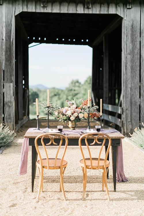 Richly Colored and Romantic Wedding Inspiration Photo Shoot at Early Mountain Vineyards with specialty rentals by Paisley and Jade 