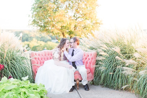 Gorgeous engagement photo shoot at Libby Hill Park in Richmond Virginia captured by Shalese Danielle Photography planned by Posh PR with vintage sofa rental by Paisley & Jade 