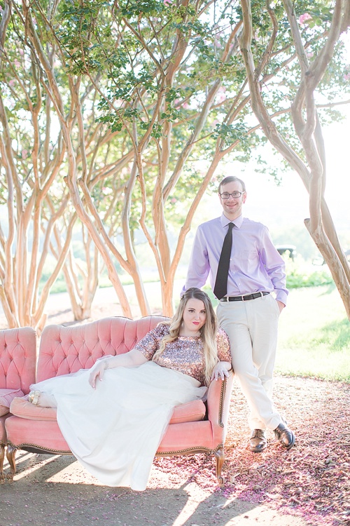 Gorgeous engagement photo shoot at Libby Hill Park in Richmond Virginia captured by Shalese Danielle Photography planned by Posh PR with vintage sofa rental by Paisley & Jade 