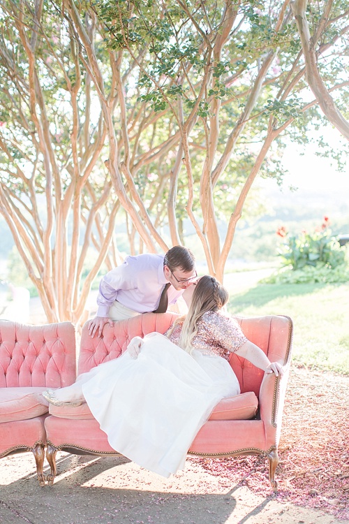 Gorgeous engagement photo shoot at Libby Hill Park in Richmond Virginia captured by Shalese Danielle Photography planned by Posh PR with vintage sofa rental by Paisley & Jade 