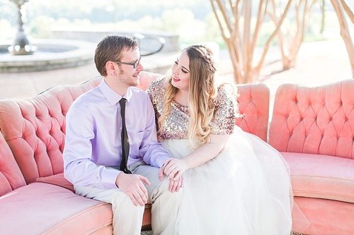 Gorgeous engagement photo shoot at Libby Hill Park in Richmond Virginia captured by Shalese Danielle Photography planned by Posh PR with vintage sofa rental by Paisley & Jade