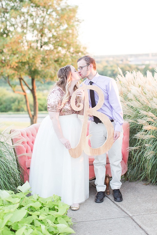 Gorgeous engagement photo shoot at Libby Hill Park in Richmond Virginia captured by Shalese Danielle Photography planned by Posh PR with vintage sofa rental by Paisley & Jade 