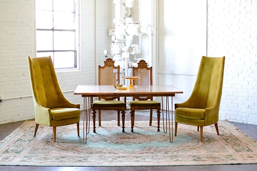 Pantone color of the year inspired lounges and dining designs created and styled with rental items by Paisley & Jade 